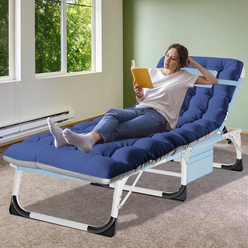 Camping Cot Extra Wide Heavy Duty 1200D Oxford Folding Bed w/ Mat Portable Sleep1