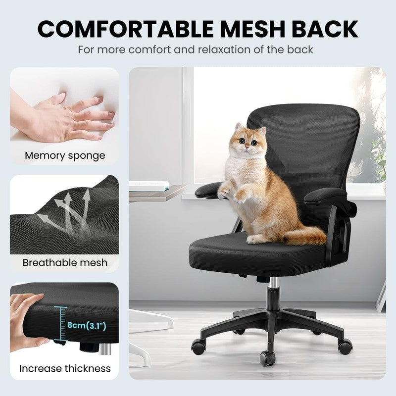 Ergonomic Mesh Office Chair with Adjustable Lumbar Support & Flip-Up Armrests5