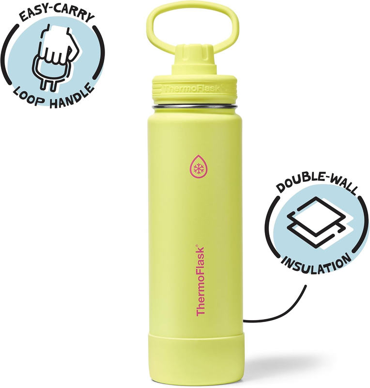 24oz Insulated Water Bottle Stainless Steel Spout Lid Leakproof Hot Cold1