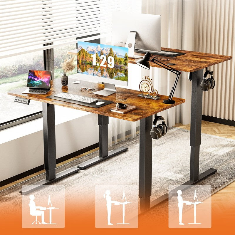 55"×24" Electric Height Adjustable Standing Desk Sit Stand Workstation Rust2