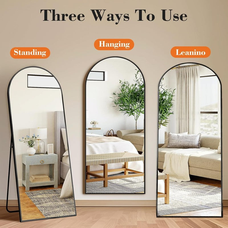 Arched Full Length Mirror with Stand 64"X21" Floor Standing Aluminum Frame for B1