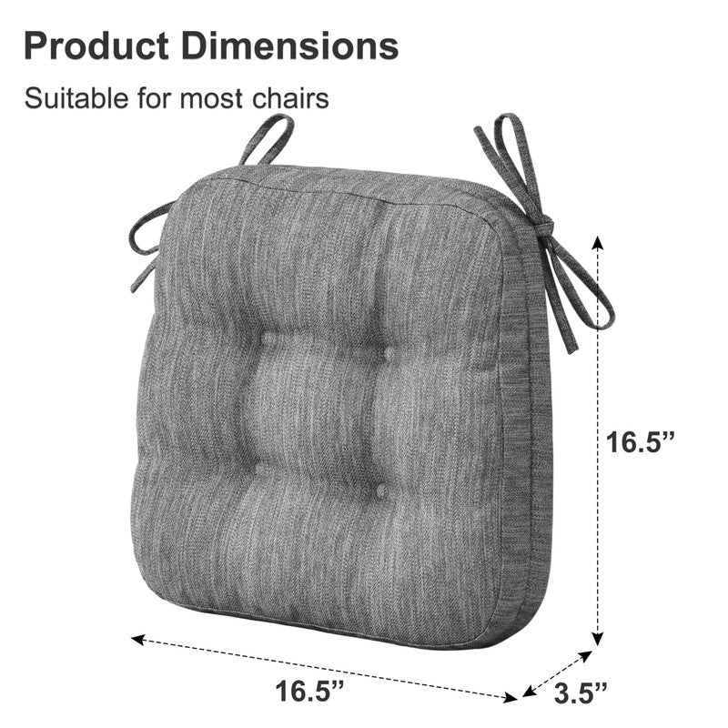 3.5" Tufted Dual-Layer Chair Cushions Set of 4 16.5"x16.5" Gray5