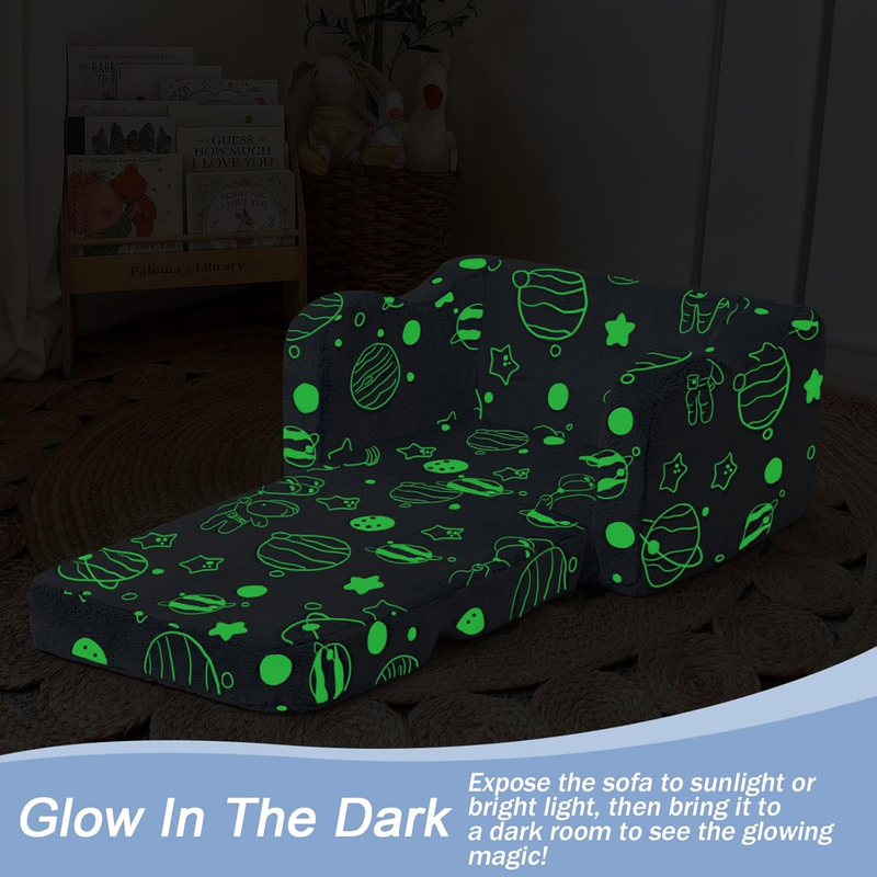 Toddler Glow in the Dark Astronaut Sofa Bed 2 in 1 Fold Out Lounger 1 34