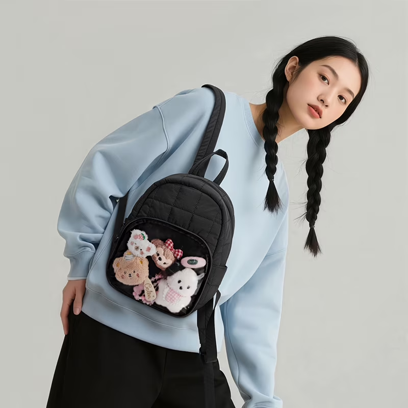 Small Ita Backpack for Women Mini Lightweight Puffer Water Resistant Black1