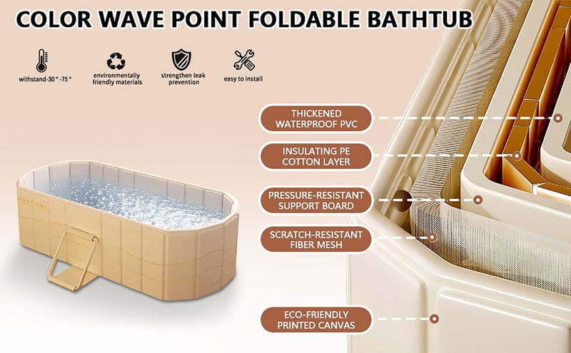 47"Foldable Bathtub for 2 People,Upgraded Adult Tub for Hot Ice Bath,Yellow with6