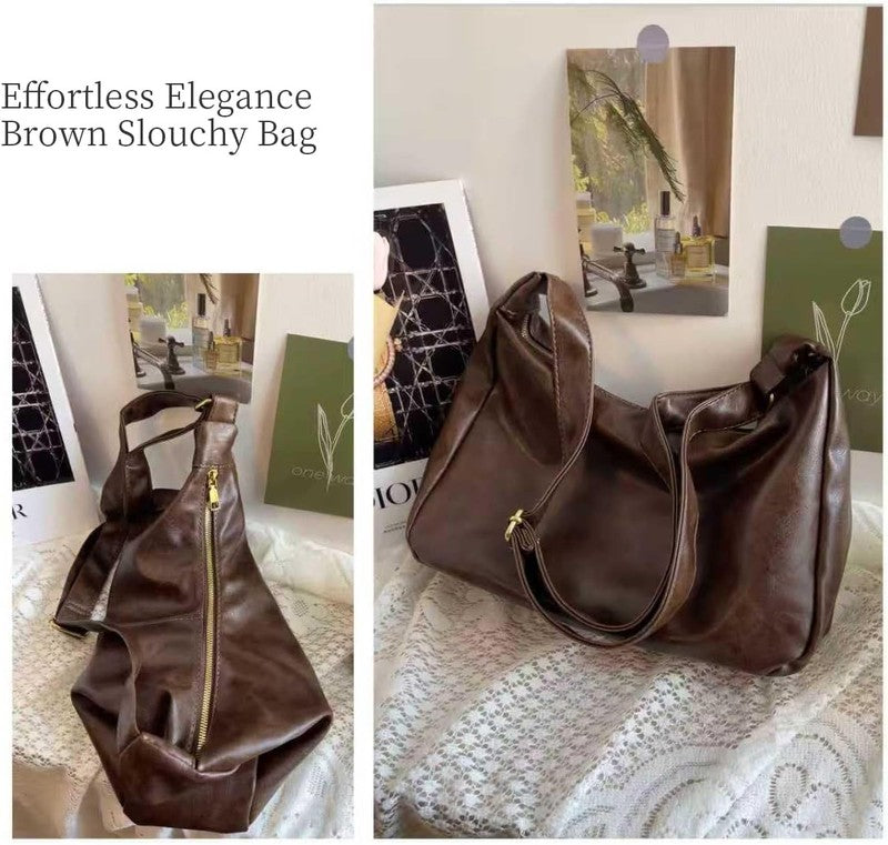Hobo Bags for Women Vegan Leather Soft Foldable Shoulder Slouchy Tote Purse4