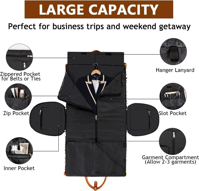 2in1 Garment Duffle Bag Pink Leopard w/ Toiletry Hanging Suit Travel Carry3