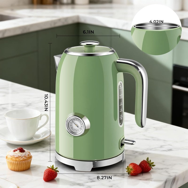 Electric Kettle 57Oz 1500W Stainless Steel Fast Boil w/ Thermometer Green6