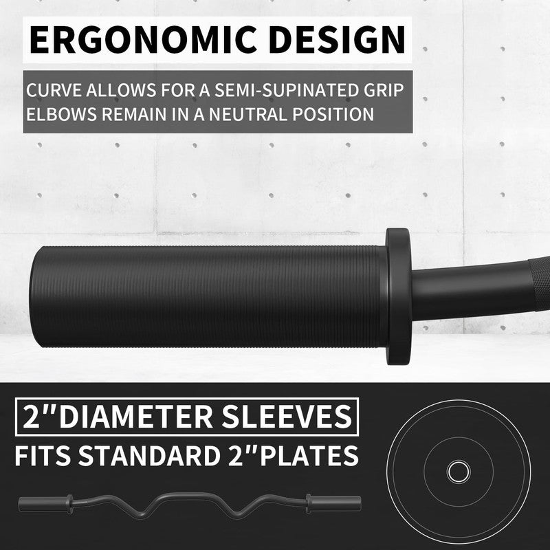 48" EZ Curl Barbell   Chrome Weightlifting Bar, 440lb Capacity, Black Finish2