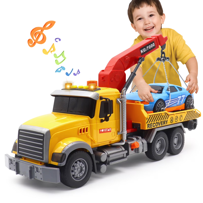 Kids Tow Truck with Car Toys, 15" Large Tow Truck Toy, Friction Powered Transpor10