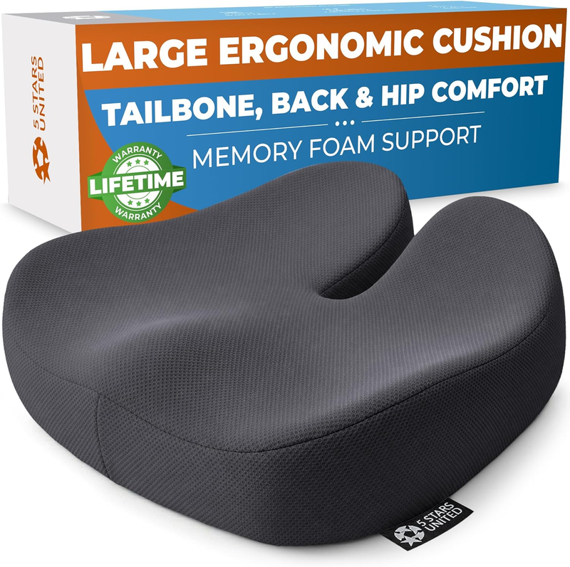 Memory Foam Seat Cushion Tailbone Pain Relief Coccyx Sciatica Gray7