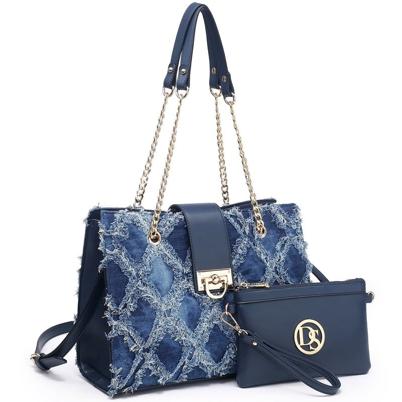 Women Hobo Bag Vegan Leather Tote Chain Shoulder Satchel Bag with Clutch1