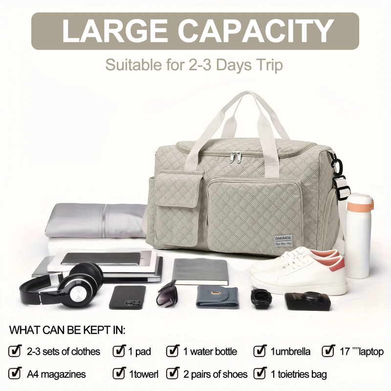 Travel Duffle Bag for Women Men, Weekender Overnight Bags Carry on Gym Bag with6