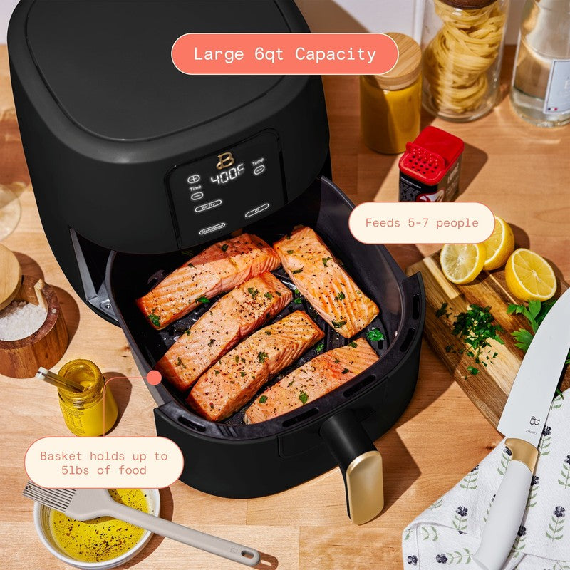 6 Qt Air Fryer w/ Turbocrisp Technology Evergood Ceramic Nonstick Black Sesame5