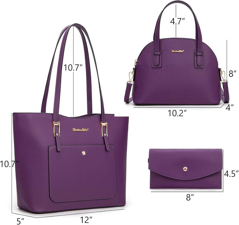 3PCS Purses for Women Tote Bag and Wallet Set Shoulder Satchel Handbags3