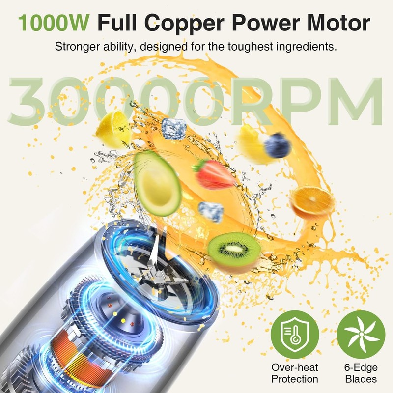 1000W Personal Smoothie Blender with Coffee Grinder, 12-Piece Set1