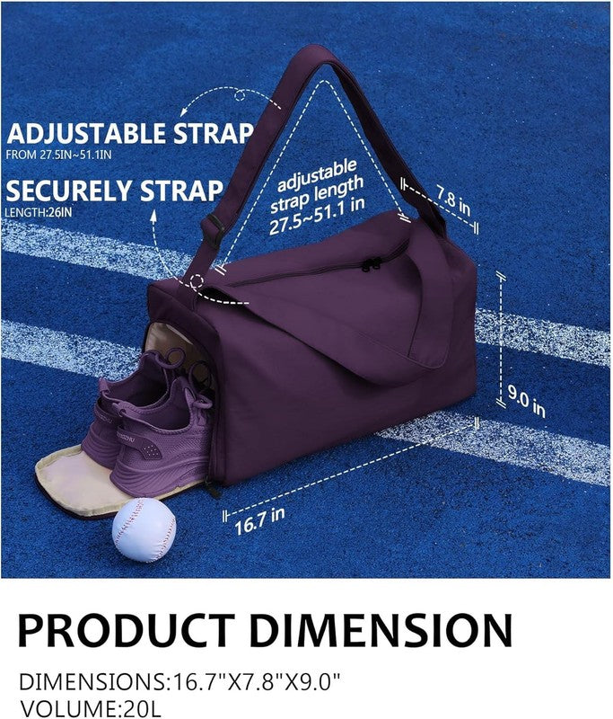 Small Gym Bag Shoes Compartment Duffle Travel Bag Wet Pocket Yoga Pilates Swim2