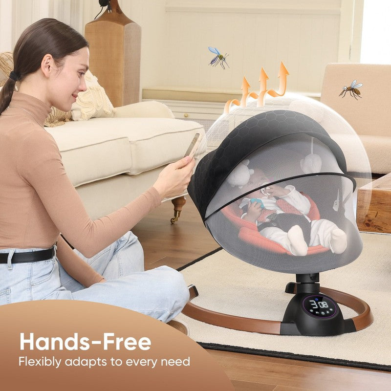 Baby Swing for Infants Bluetooth Control 5 Point 5 Speeds 10 Lullabies Black2
