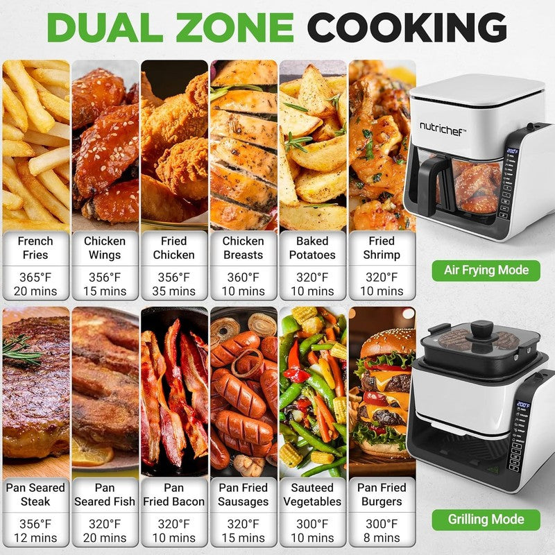 4QT Air Fryer & Grill 8-in-1 w/ Transparent Bowl White Glass Cooking 1