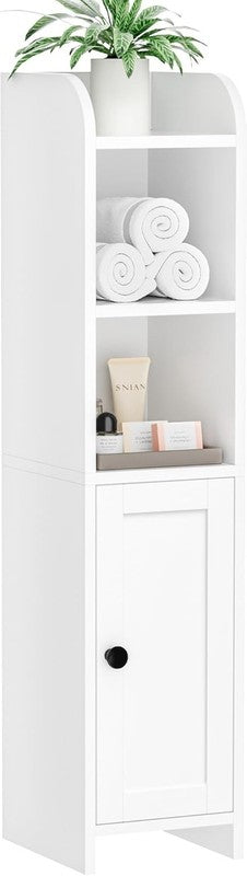 Small Bathroom Storage Corner Floor Cabinet with Door and Shelves, beside the To2