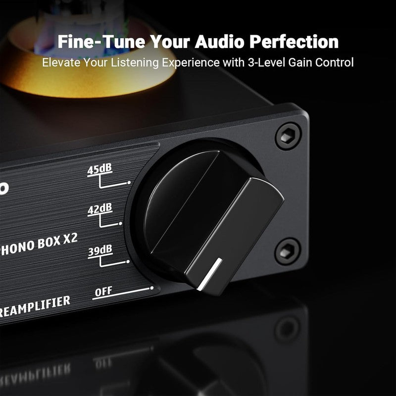Box X2 Mini Phono Preamp for MM Turntables & Record Players with Power Supply3