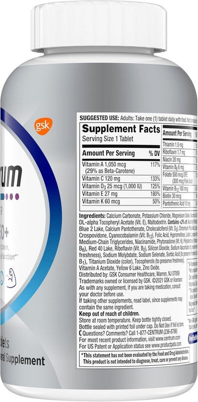 Silver Men's 50+ Multivitamin with D3 & B-Vit for Memory - 200 Tabs11