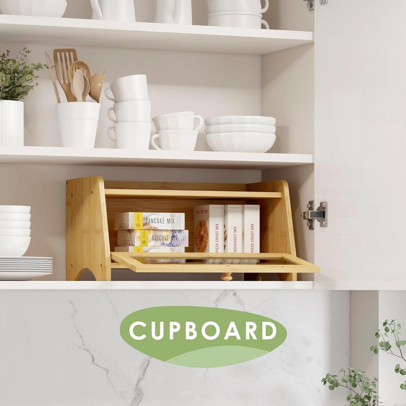 Bamboo Bread Box Large Wooden Farmhouse Bread Storage with Window4