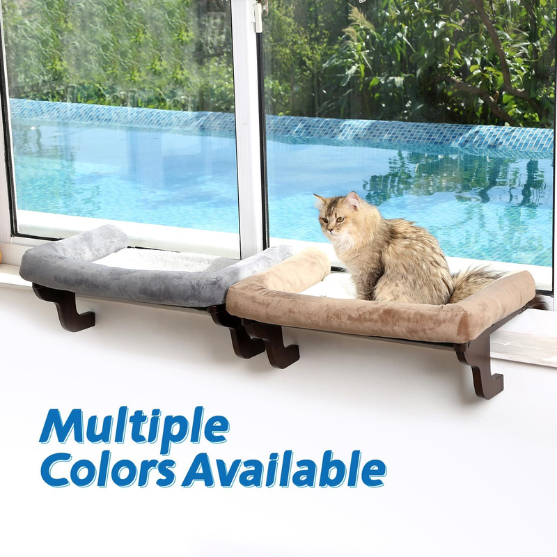 Cat Window Perch Sill Hammock Bed Large Hardwood Metal Frame Dark Wood Brown7