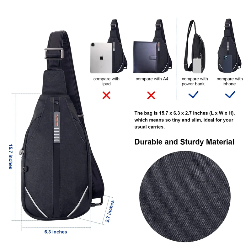 Unisex anti Theft Travel Hiking Walking Sling Cross Body Shoulder Chest Bag1