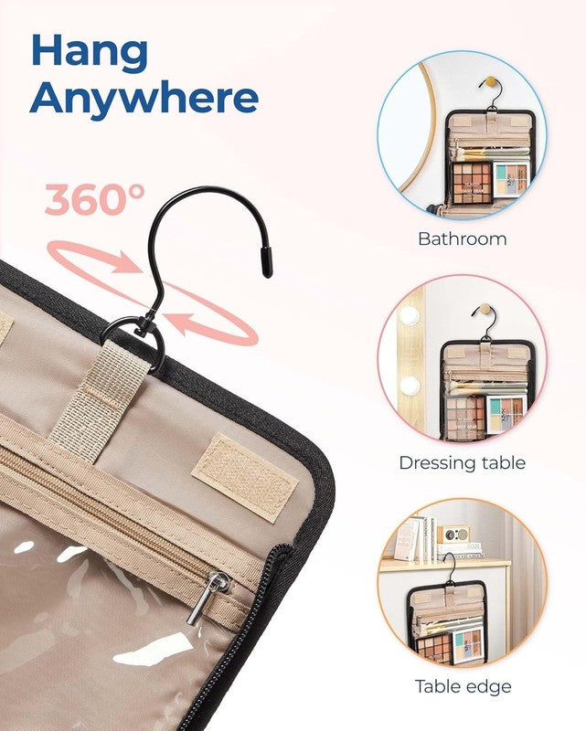 Makeup Bag for Women Hanging Hook Large Travel Toiletry Cosmetic Organizer Blue5