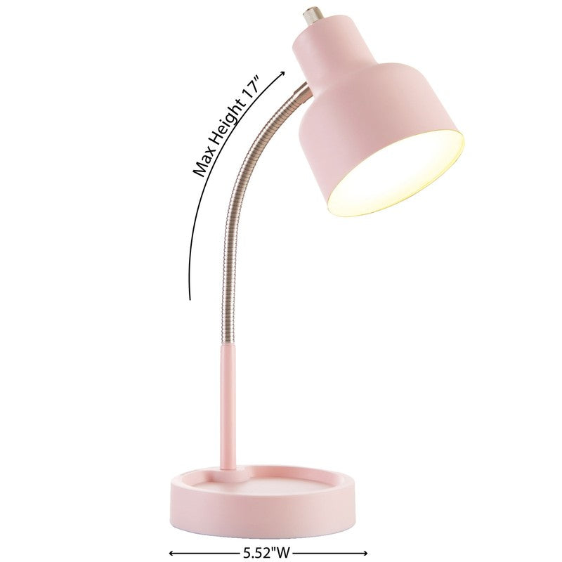 Modern LED Desk Lamp Organizer Base AC Outlet Blush Pink2