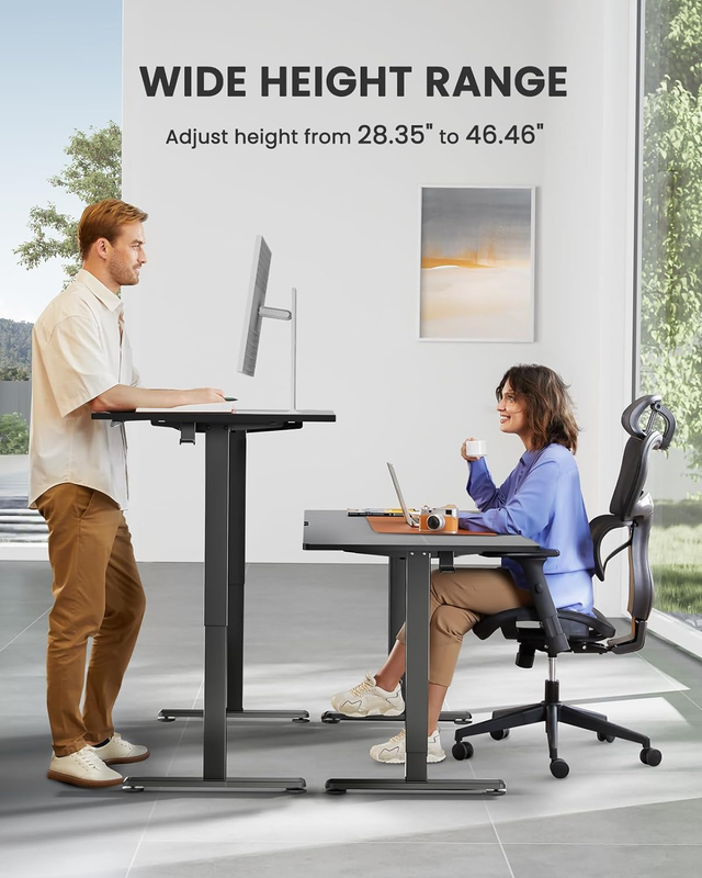 Height Adjustable Electric Standing Desk, 47.2 X 23.6 Inches Sit Stand up Desk, 5