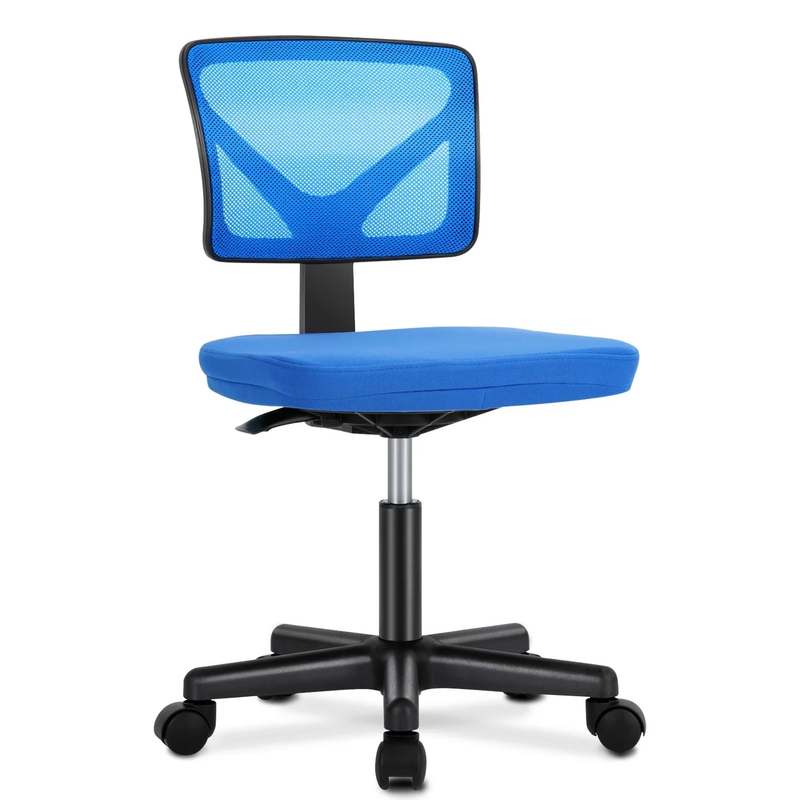 Home Office Desk Chair Armless Mesh Swivel Adjustable Low Back Blue0