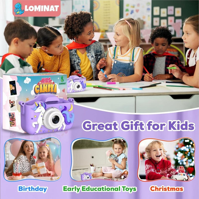 Unicorn Kids Camera 1080P HD Selfie Toy Camera for Girls 3 12 w/ 32GB SD7