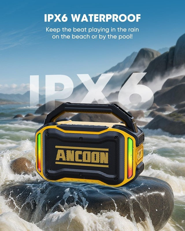 80W Bluetooth Speaker, Loud Bass, IPX6 Waterproof, 20H Playtime, TWS, Yellow2