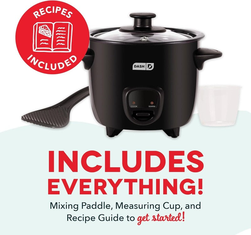Mini Rice Cooker 0.5Qt Steamer Nonstick Pot Keep Warm Function Black5