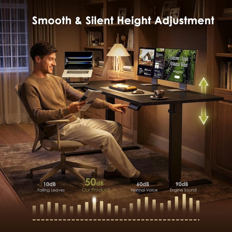 55" L Shaped Electric Standing Desk Height Adjustable Corner Black5