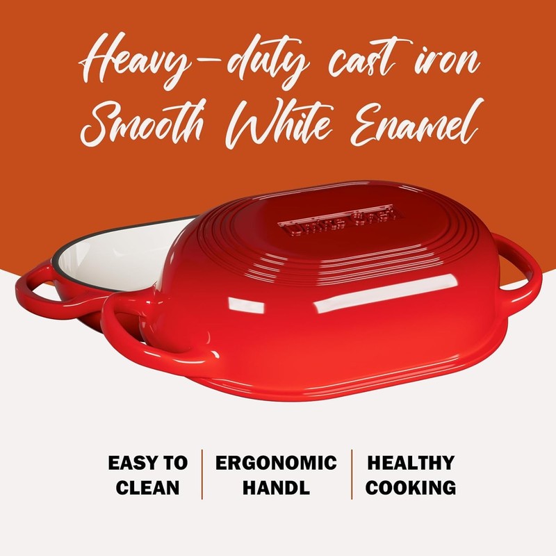 5QT Cast Iron Dutch Oven Bread Kit w/ Banneton Lame Red2