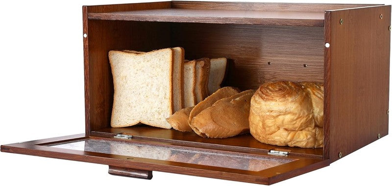 Vintage Retro Brown Bread Box Kitchen Countertop Bread Storage Box1