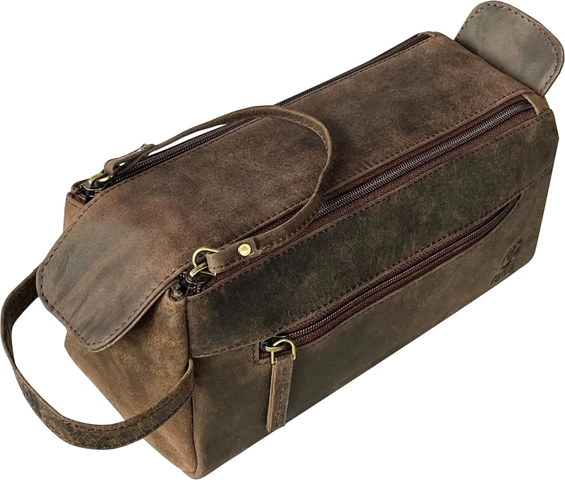 Leather Toiletry Bag Dopp Kit Travel Organizer Makeup Shaving Case9