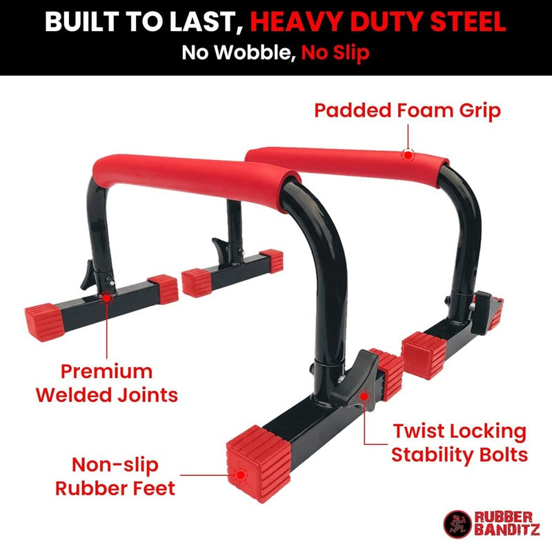 Parallette Parallel Bars & Dip Station Home Gym L Sit Push Up Dips Handstand2