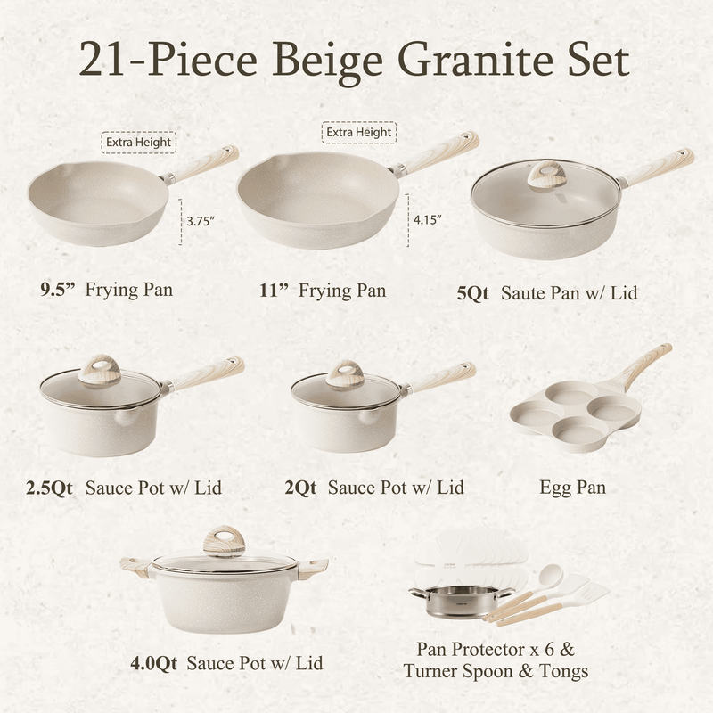 21Pcs Pots and Pans Set Non Stick, Cookware Set Induction Ready, Kitchen Cooking1