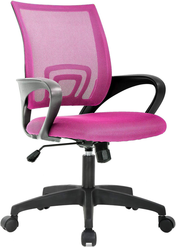 Ergonomic Office Chair Mid Back Swivel Desk Chair Lumbar Support Pink9