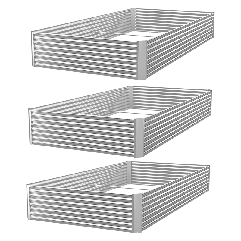 3 Pack Corrugated Galvanized Steel Raised Garden Bed Outdoor, Metal above Ground9