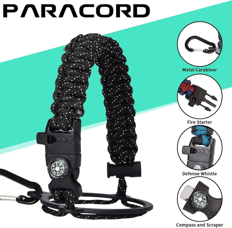 64oz Insulated Water Bottle w/ Paracord Handle, Straw & Spout Lids, Carrier Bag5