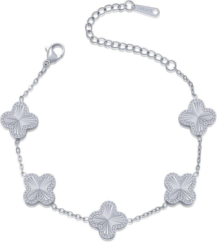 18K Gold Plated Clover Bracelet Lucky Dainty Jewelry Gift for Women10