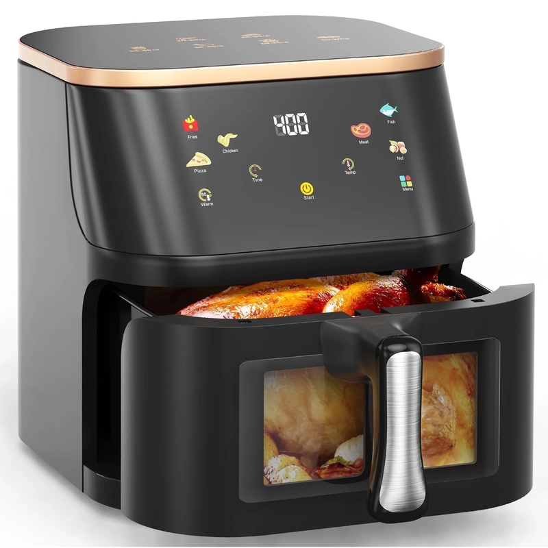 10QT Air Fryer Max 450°F 6 Preset Touch Pane View Window Oil Less Cooker Black10