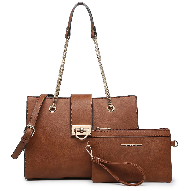 Women Hobo Bag Vegan Leather Tote Chain Shoulder Satchel Bag with Clutch7