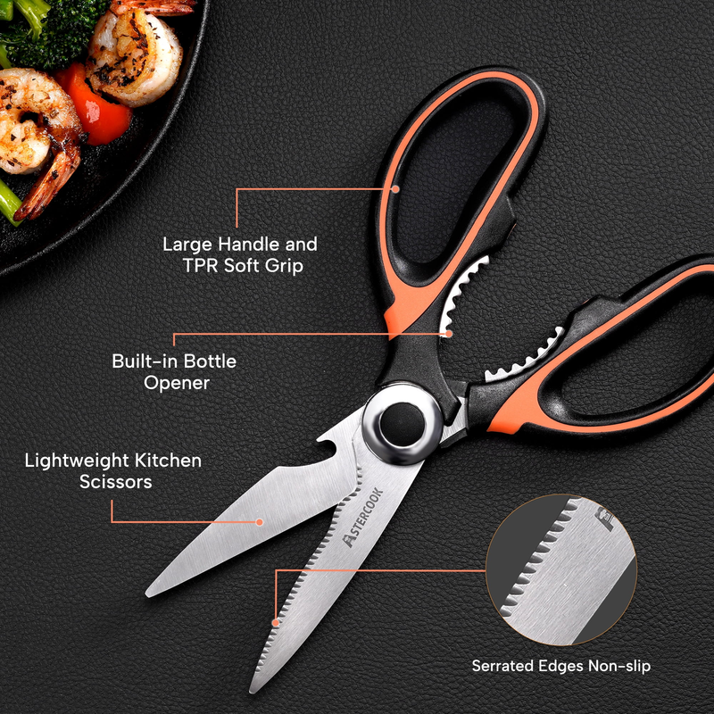 2PCS Kitchen Shears Heavy Duty Serrated Blade Food Meat Poultry Scissors3
