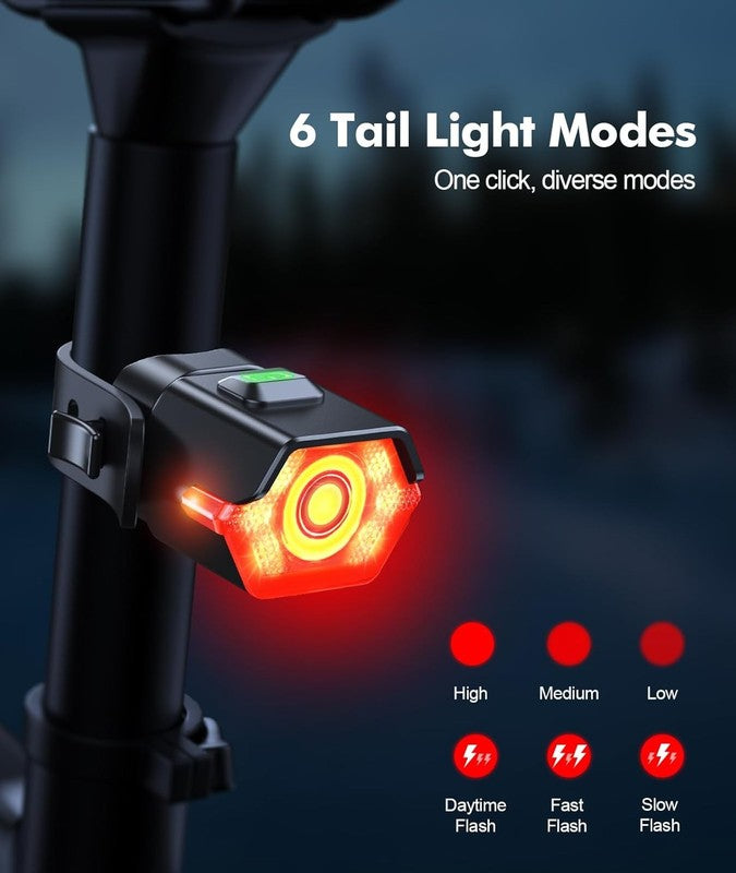 Bike Lights 2 pack Set 3+6 Modes USB Rechargeable IP65 Waterproof LED3